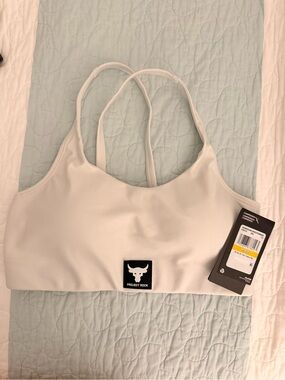 Under Armour Project Rock White Light Support Sports Bra